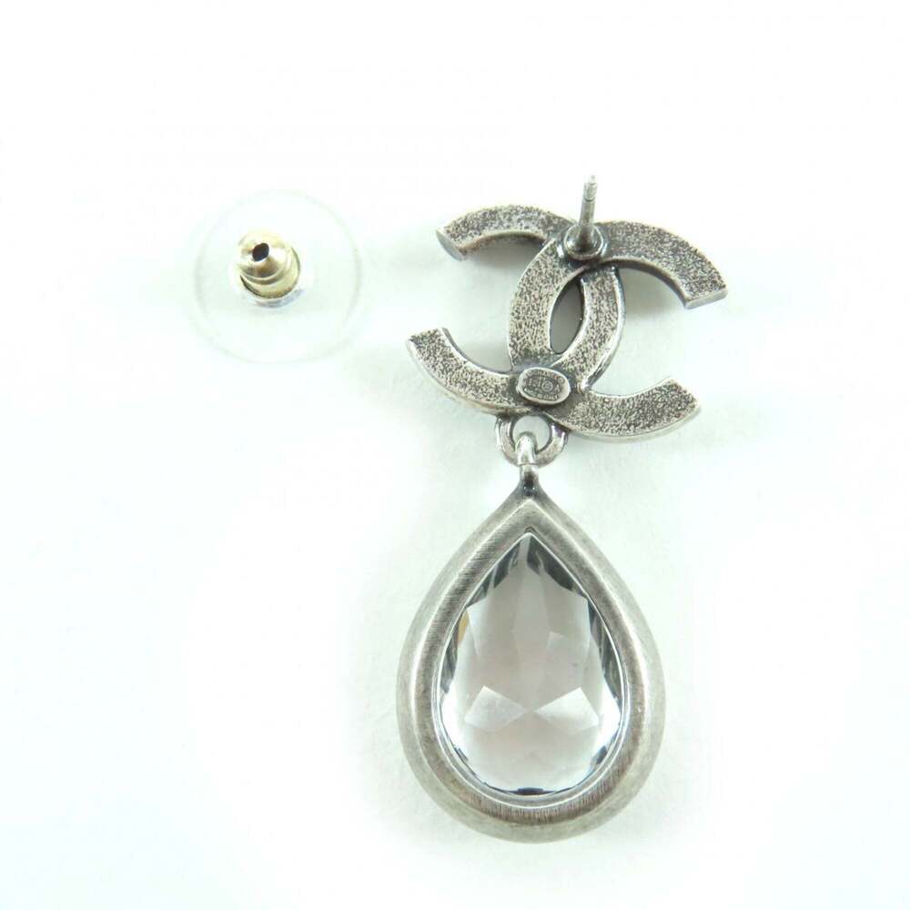 CHANEL Authentic Silver Logo Earrings - Picture 6 of 7
